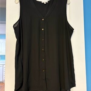 Maurices Women's Black V-Neck Button Down Tank Blouse, Size XXL